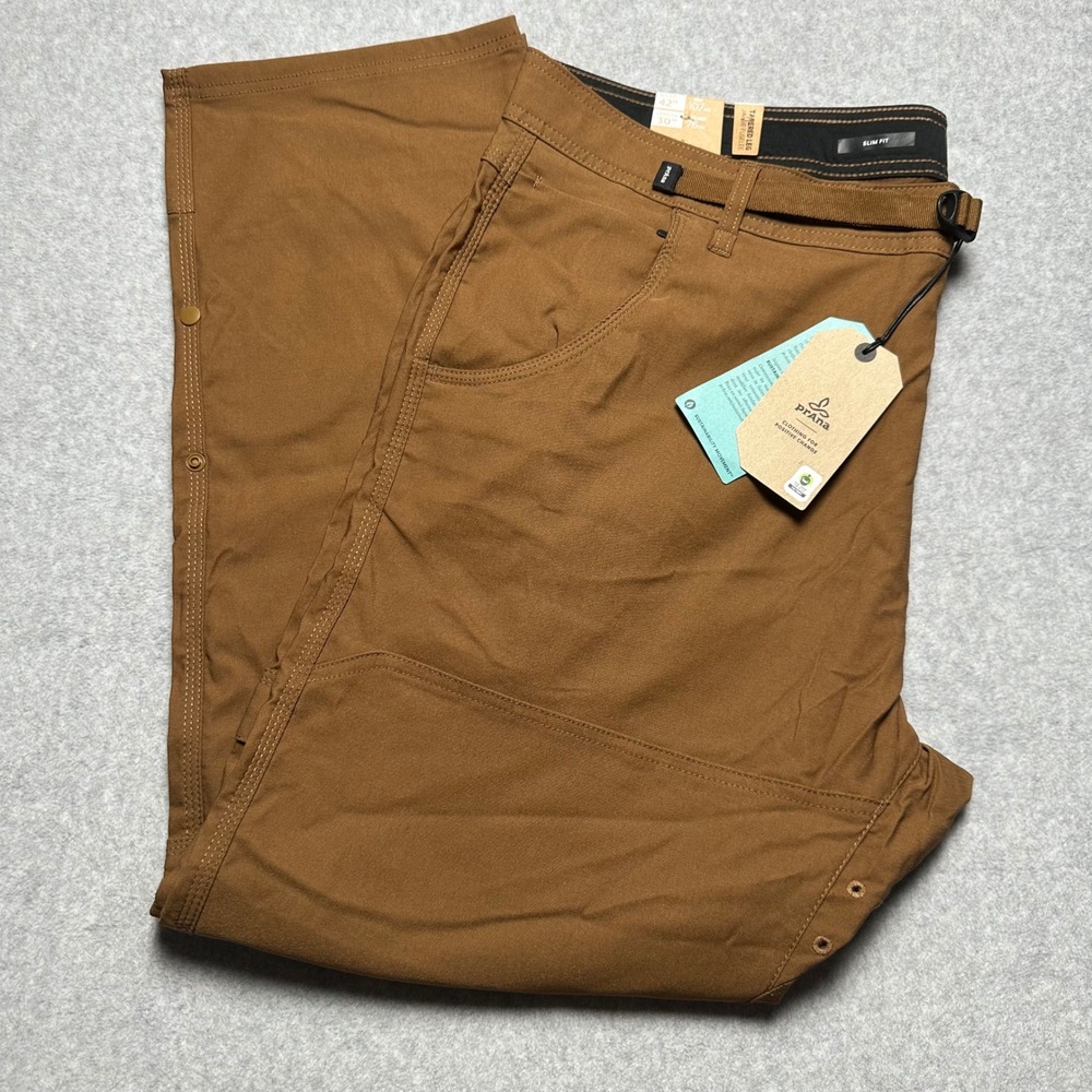 Prana Stretch Zion Slim Pant II Sepia Brown Mens 42x30 Tapered Leg 1969831 NEW